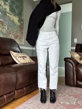 Mother the insider crop step fray jeans fairest of them all